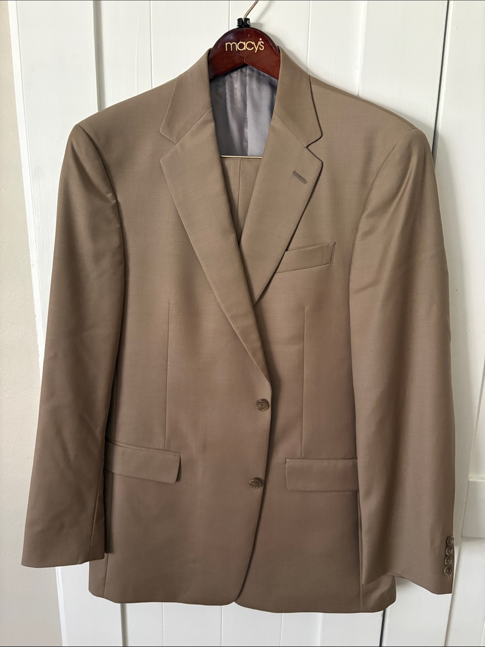 Hart Schaffner Marx Beige Two-Button Suit Jacket